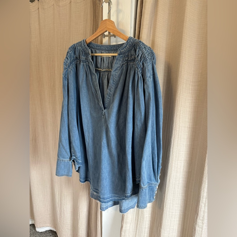 Like new Free People Denim Tunic Top- Small - Picture 3 of 11